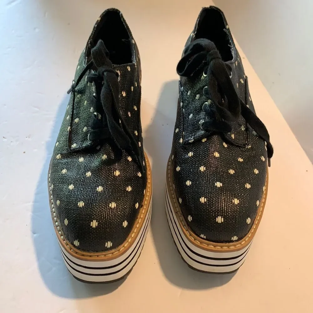 Zara coated canvas polka dot derby platform